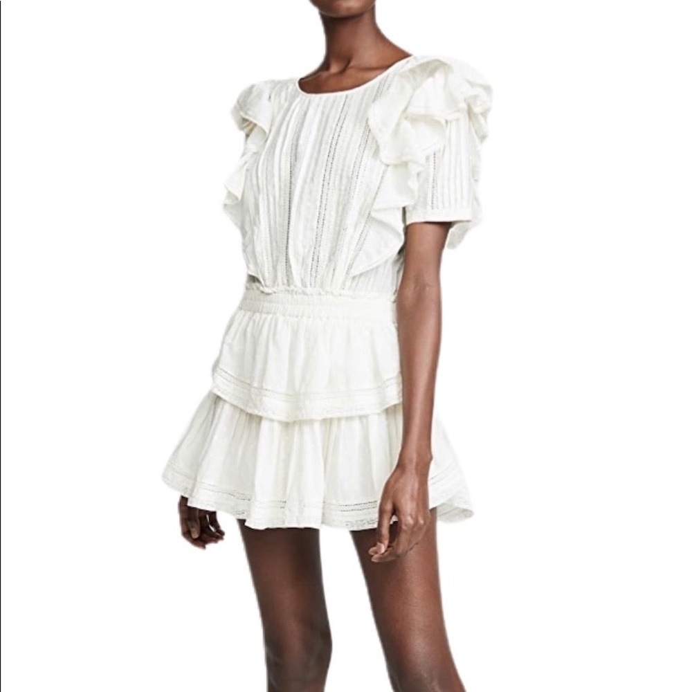 LoveShackFancy Natasha White Ruffle Mini Dress